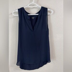 LOFT Blue Sleeveless V-Neck Blouse